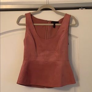 BCBG Max Azria Faux-Suede Peplum Top